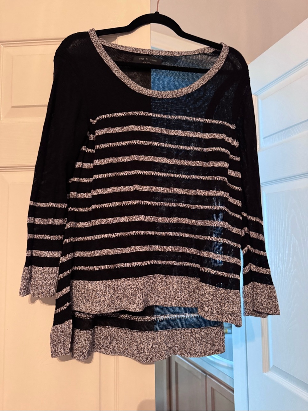 Rag and Bone Light Weight Black & White Striped Knit Sweater